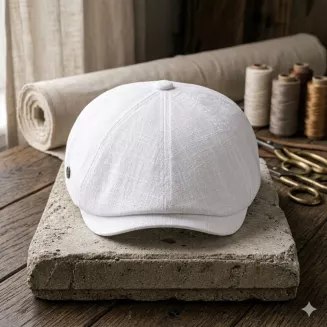 Kaszkiet Męski Peaky Blinders Shelby K268 Biały 100% Bawełna Premium Retro - 3