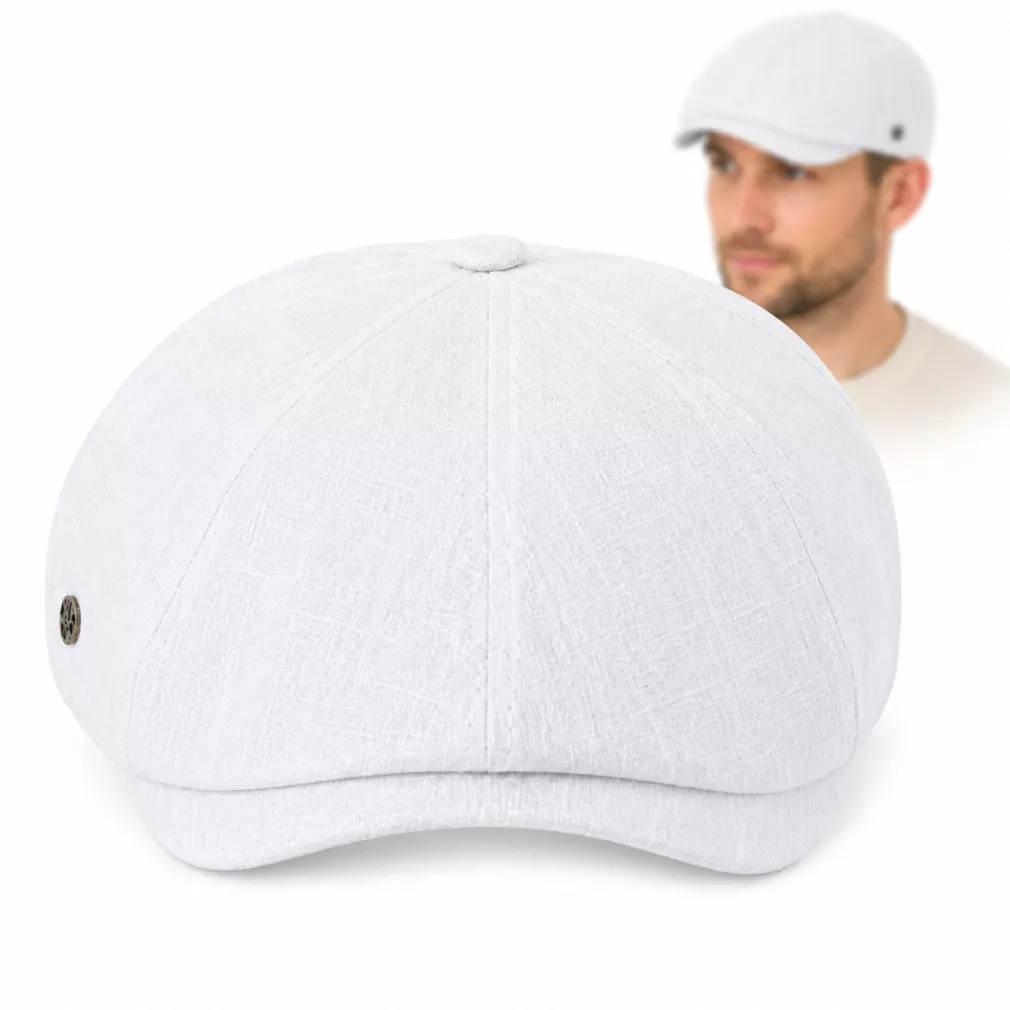 Kaszkiet Męski Peaky Blinders Shelby K268 Biały 100% Bawełna Premium Retro