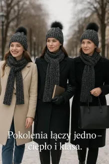 W364Dk Black Haker Women'S Winter Set Knitted Hat With Scarf - 8