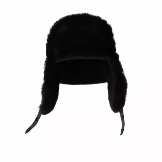 Brązowa Czapka Zimowa Ocieplana Futerkiem Skórzana Pilotka Uszatka W532P Unisex - 5