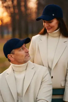 Skórzana Bejsbolówka Ocieplana Granatowa Unisex K265F – Polar Fashion - 9