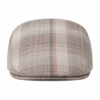 Kaszkiet Męski Bawełniany Beżowy Kratka Letni Czapka Flat Cap Kratę Lato K311E - 4