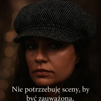 Kaszkiet Damski K291H  Czarno-Szary w Jodełkę z Łańcuszkiem Polar Fashion - 5