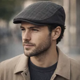 Kaszkiet Męski Ciemny Brąz Lniany Flat Cap Letni Lekki Czapka 57-60cm K309H - 5