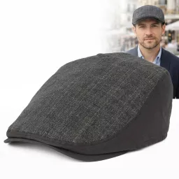 Kaszkiet Męski Ciemny Brąz Lniany Flat Cap Letni Lekki Czapka 57-60cm K309H