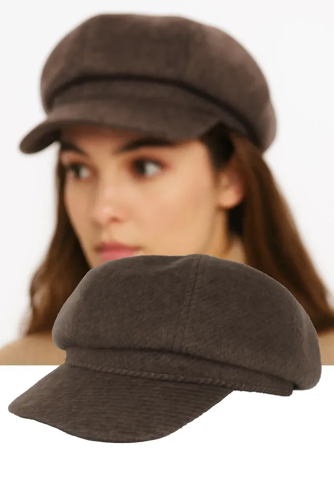 Kaszkiet Damski Cappuccino K289A – Stylowy Newsboy z Daszkiem Polar Fashion