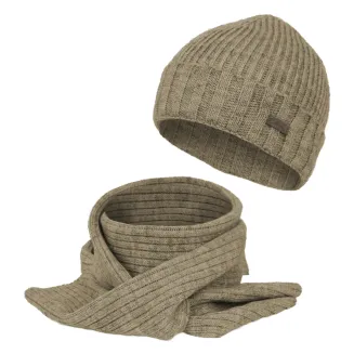Komplet Zimowy Beżowy Unisex Czapka i Szalik Dzianinowe W474D Polar Fashion - 2