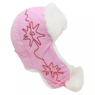 Jasnoróżowa czapka uszatka W145A nieprzemakalna ciepła dla dziewczynki Polar Fashion - 2