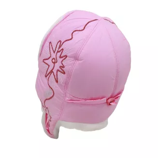 Jasnoróżowa czapka uszatka W145A nieprzemakalna ciepła dla dziewczynki Polar Fashion - 4