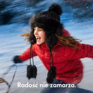 Dziewczęca czapka Bajka uszatka W210A czarna ciepła mongołka z futrem Polar Fashion - 4