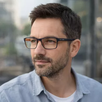 Granatowe Męskie okulary korekcyjne  CL90287C z nakładką clip-on polaryzacja - 9