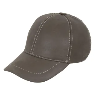 K231B khaki Skórzana czapka bejsbolówka ocieplona z nausznikami regulacja - 3