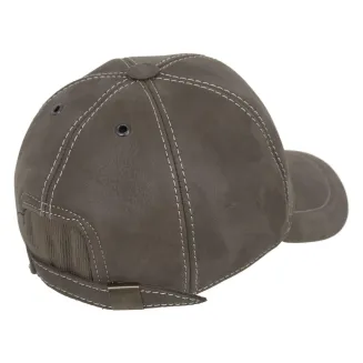 K231B khaki Skórzana czapka bejsbolówka ocieplona z nausznikami regulacja - 4
