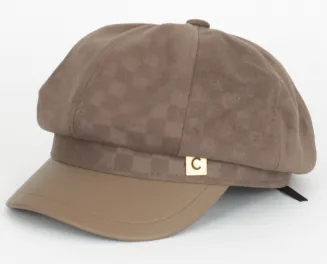 K261 Brązowy kaszkiet damski czapka z daszkiem - 5