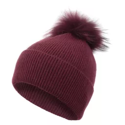 W373E Red Polar Fashion Winter Hat Cashmere Wool Acrylic Pompon With Jenot