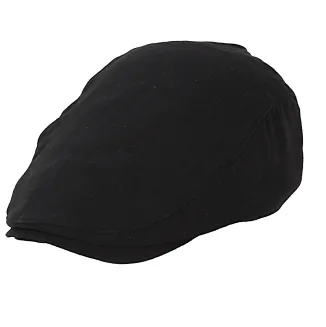 Kaszkiet męski K212C czarny elegancka czapka z daszkiem lniany PolarFashion - 2