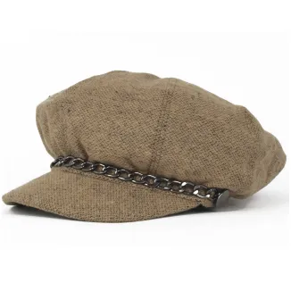 Stylowy Kaszkiet Damski Beżowy  K291B Wiskoza Wiosna Jesień Polar Fashion - 4