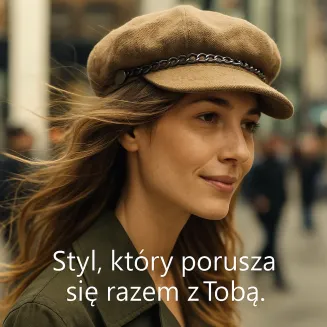 Stylowy Kaszkiet Damski Beżowy  K291B Wiskoza Wiosna Jesień Polar Fashion - 8