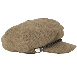 Stylowy Kaszkiet Damski Beżowy  K291B Wiskoza Wiosna Jesień Polar Fashion - 3