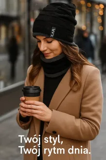 W394A Black Warm Winter Set Hat And Scarf With Polar Faux Fur Polar Fashion® - 6