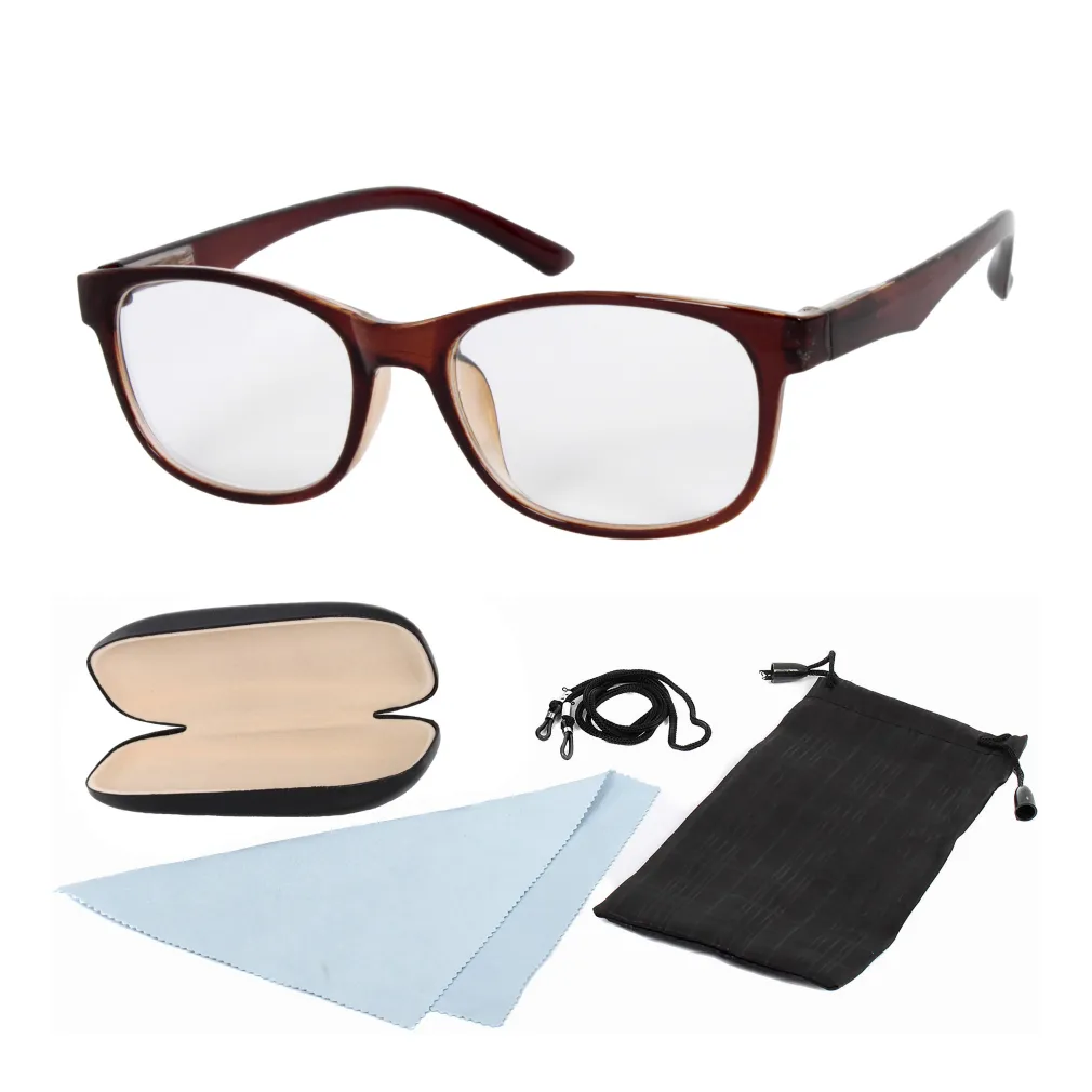 Okulary korekcyjne RC1509 Brązowe plusy do czytania etui