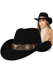 Czarny Kapelusz Kowbojski R238E  Styl Western Ochrona Przeciwsłoneczna Unisex - 6