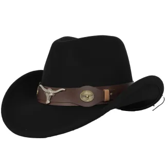 Czarny Kapelusz Kowbojski R238E  Styl Western Ochrona Przeciwsłoneczna Unisex - 2
